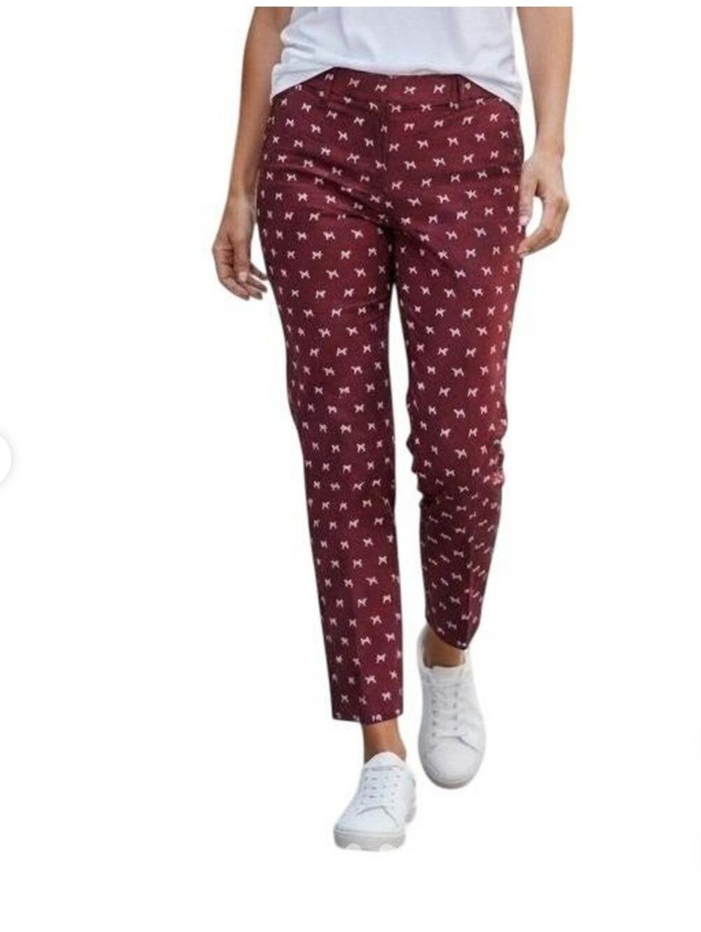 J.Crew Burgundy Dog Print Pants Size 6 Vintage (2017)  NWT
